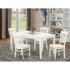 HomeStock 5-Piece Linen White Finish Solid Wood Top Dining Table with 4 Chairs - 2 of 4