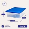 Homz 28 Quart Snaplock Clear Plastic Storage Tote Container Bin with Secure Lid and Handles for Home and Office Organization, Blue (4 Pack) - 4 of 4