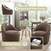 Modern Barrel Swivel Chairs with Concealed Storage, Round Upholstered Accent Chairs - 3 of 4