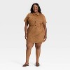Women's Short Sleeve Faux Suede Mini Dress - Ava & Viv™ Tan - 3 of 3