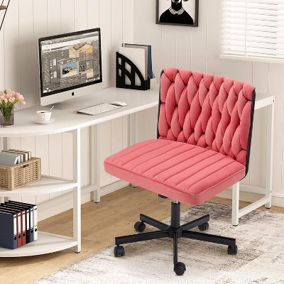 Erommy Criss Cross Chair, Premium Flannel Fabric Padded Armless Wide Seat, Adjustable Home Office Chair with 360° Wheels