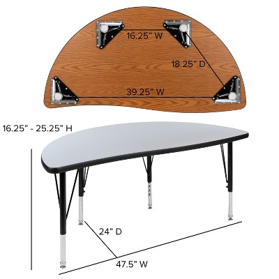 Adjustable Half Circle Wave Grey Laminate Activity Table