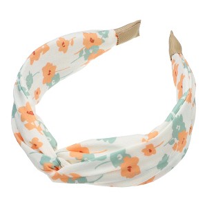 Unique Bargains Women's Wide Floral Knot No Slip Fashion Headbands 1.93" Beige - 1 of 4