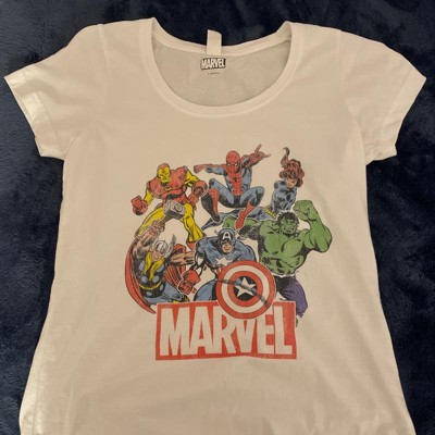 Women's Marvel Classic Hero Collage Scoop Neck - White - 2X Large