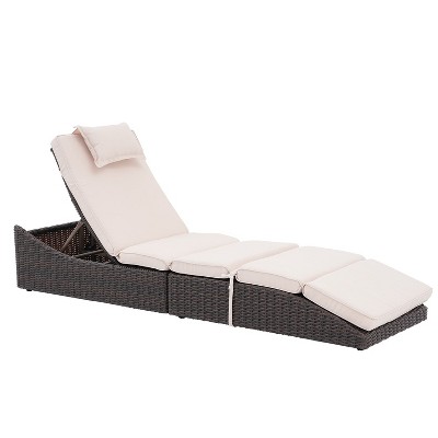 IULULU Lounge Chair Outdoor PE Wicker – Adjustable Backrest, Removable Cushion