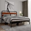 King Size Bed Frame with Headboard, Heavy Duty Platform Bed with Under-Bed Storage, Noise Free Mattress Foundation, Easy Assembly, Brown - 2 of 4
