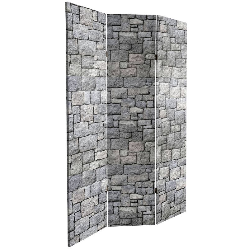 6&#34; Double Sided Medieval Stone Canvas Room Divider Gray - Oriental Furniture, 5 of 10