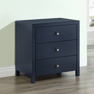 Nolan Midnight Blue 3-Drawer Wood Nightstand