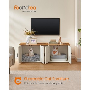 Feandrea Double Cat Litter Box Enclosure, Cat Litter Box Furniture Hidden, Front Entry, Cat House, Side End Table, TV Stand - 1 of 4