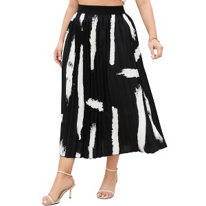 Coolmee Womens Plus Size Maxi Skirt Long Shirring Pleated Skirts Elastic High Waisted A Line Skirts - 1 of 4