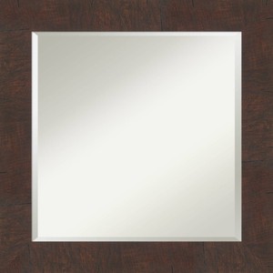 25" x 25" Wildwood Framed Wall Mirror Brown - Amanti Art: Modern Square Beveled, Polystyrene Frame - 1 of 4