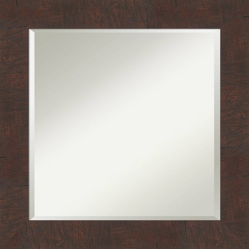 25" x 25" Wildwood Framed Wall Mirror Brown - Amanti Art: Modern Square Beveled, Polystyrene Frame - image 1 of 4