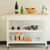 Dexmalle White Mobile Kitchen Island with Two Lockable Wheels and Open Shelf - 2 of 4