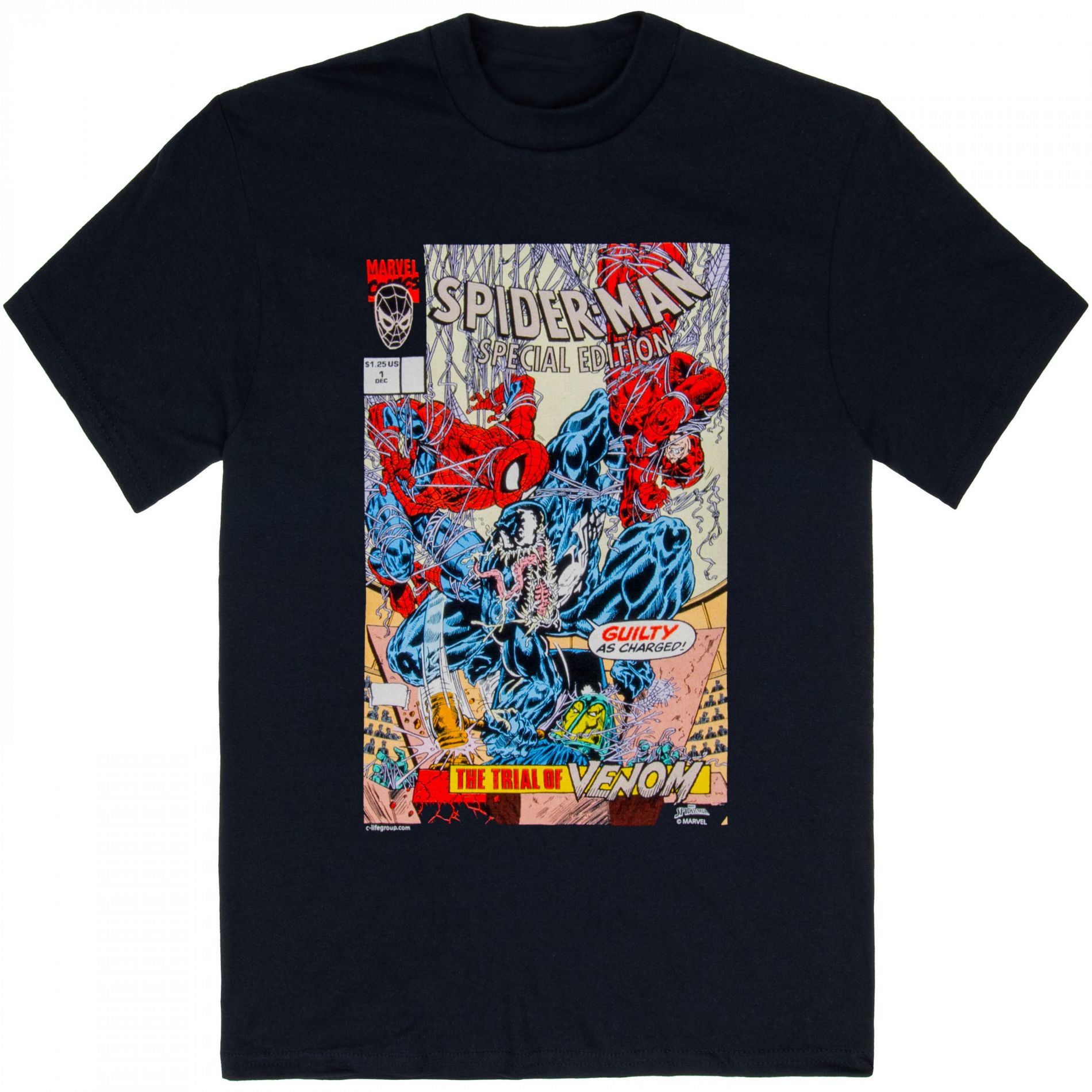 Adult Spider-Man The Trial of Venom Comic Cover T-Shirt - 3XLarge