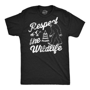 Mens Funny T Shirts Respect The Wildlife Sarcastic Bigfoot Sasquatch Graphic Novelty Tee For Men - Crazy Dog Men's T Shirt - 1 of 4