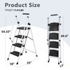 TopComfy 4 Step Stool Folding Ladder Wide Anti Slip Pedals Sponge Handle Sturdy Steel for Home Kitchen Office Elevator, White, 21.6"*3.54"*60.2" - 3 of 4