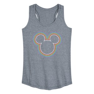 Women's - Disney - Mickey Head Rainbow Outline Graphic Racerback Tank - 1 of 4