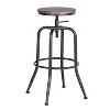 HomeRoots Set of Two Walnut and Black Wood and Iron Backless Adjustable Height Swivel Bar Chairs - 4 of 4