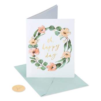 Card Wedding Floral Watercolor Wreath - PAPYRUS