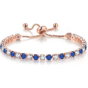 Tennis Bracelets for Women White Gold Plated Diamond AAA+ Cubic Zirconia CZ Dainty Classic Adjustable Slider - 1 of 4