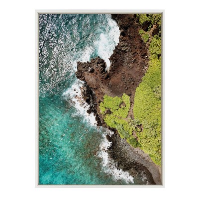 Large White Framed Scenic Maui Canvas Print