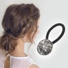 Unique Bargains Fashion Button Hair Elastics for Women 1 Pc White Silver Tone - 2 of 4