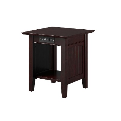 AFI Furnishings Nantucket End Table with Charging Station in Espresso