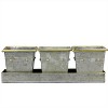 Melrose Set of 3 Decorative Gray Square Pots with Gold Colored Accents in a Tray 15.5" - 2 of 4