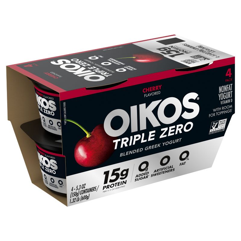 Oikos Triple Zero Cherry Greek Yogurt - 4ct/5.3oz Cups, 4 of 14