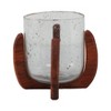 Mango Wood & Glass Pillar Candle Holder - Rustic Handcrafted Decorative Lantern for Home, Office & Living Room - 7" Brown - 3 of 4