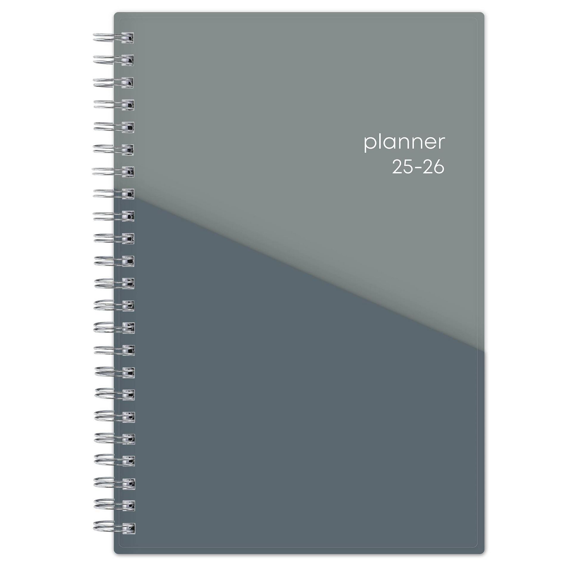 Blue Sky 5"x8" 2025-2026 Weekly/Monthly Wirebound Planner Gray Double Pockets