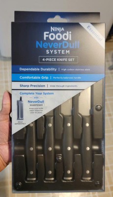 Ninja K32004 Foodi NeverDull System - Juego de cuchillos para carne, 4  piezas, acero inoxidable alemán, color negro