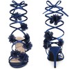 BLISSFUL STEP Women's Lace Up Flower Decor Stiletto Heel Sandals - 2 of 3