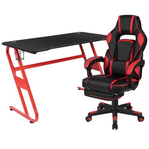 Blackarc Gaming Chair Outfitted With Footrest, Headrest, Lumbar Support  Massage Pillow, Reclining Seat/arms In Black & Red : Target