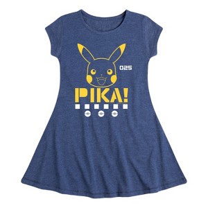 Girls' - Pokémon - Pika Face Fit & Flair Cap Sleeve Dress - 1 of 3