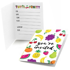 Big Dot of Happiness Tutti Fruity - Fill-In Frutti Summer Baby Shower or Birthday Party Invitations (8 count) - 1 of 4