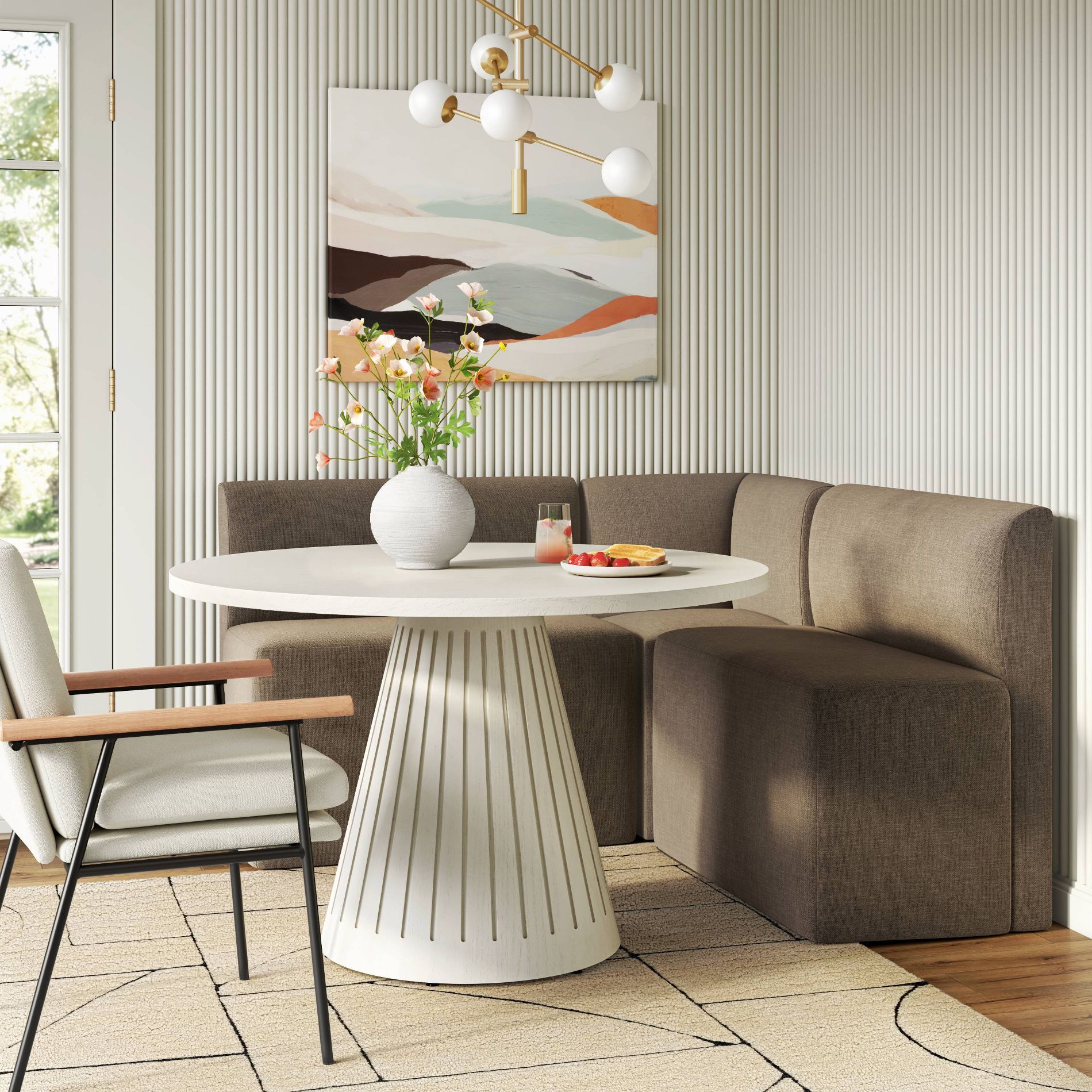 Cora Dining Corner Chair in Performance Textured Weave Driftwood - Threshold™