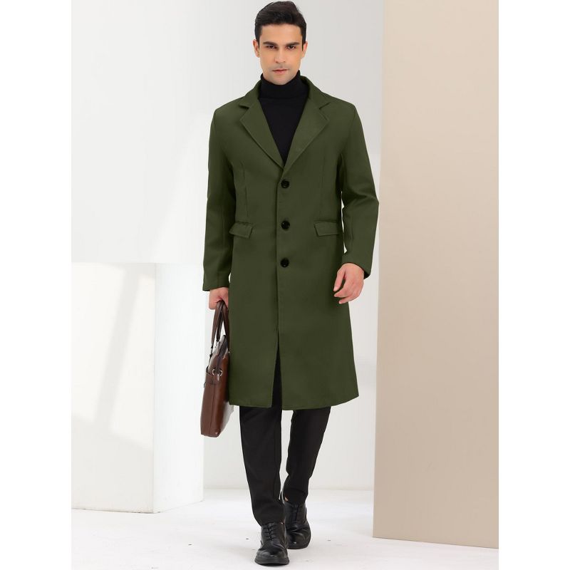 Lars Amadeus Men's Winter Single Breasted Notched Lapel Long Overcoat, 3 of 7