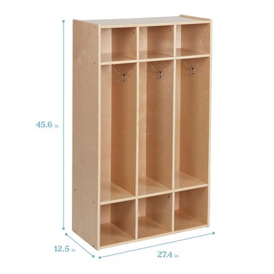 Natural Birch 48" 3-Section Coat Locker with Cubbies