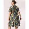 Agnes Orinda Women's Plus Size Regular Fit Elegant Short Sleeve Floral Pattern A Line Dresses - 4 of 4