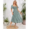 Women's Maternity Dress Casual Summer Square Neck Smocked Maxi Dress Short Sleeve for Baby Shower Photoshoot - 2 of 4