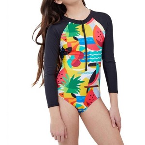 Girl Zip Up Rash Guard One Piece Swimsuit - Gottex - 1 of 4