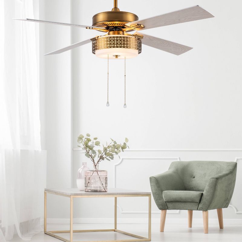52&#34; 4-Blade Amal Lighted Ceiling Fan Brass/Gold - River of Goods, 5 of 16