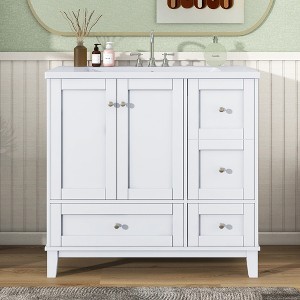 Versatile Bathroom Vanity with Sink: Elevate Your Space with Clean Lines and Contemporary Style in Any Finish - 1 of 4