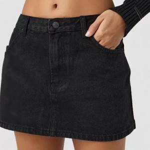 Womens Denim Skirt Casual Mini Jean Skirt Stretch Low Waist Jean Skirt For Women Zip Fly Denim Mini Skirts - 1 of 2