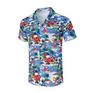 BLUEMING Men's Hawaiian Shirt Short Sleeve Floral Button Down Shirts Hot Holiday Beach Shirts - 1 of 4