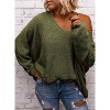 Imily Bela Women's V Neck Long Sleeve Knit Loose Oversized Pullover Sweater Top - 2 of 3