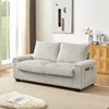 TiramisuBest 71" Plush Corduroy Loveseat Sofa with Square Storage Armrest & USB Port– Beige - 3 of 4