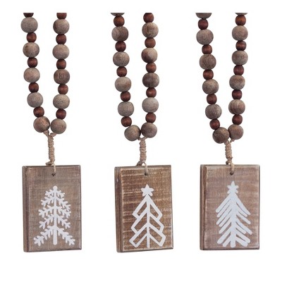 Melrose Beaded Wood Tree Tag Ornament (Set of 6)