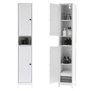 64.5" Tall Bathroom Storage Cabinet with Adjustable Shelves & Drawer - Floor Standing Organizer for Bathroom, Kitchen, Hallway & Modern Home Decor - 1 of 4